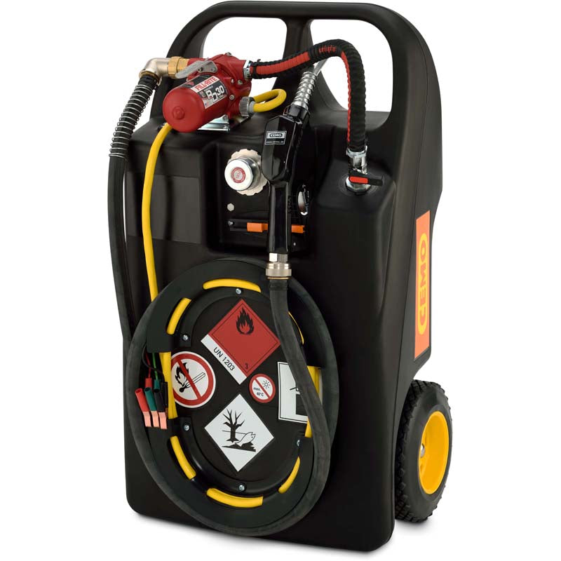 60 Litre Petrol Trolley - Mobile Petrol Fuel Canister - 12V Pump